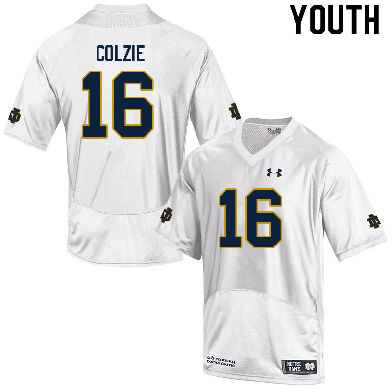 Youth #16 Deion Colzie Notre Dame Fighting Irish College Football Jerseys Sale-White - Click Image to Close